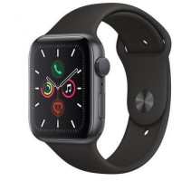 Apple Watch Series 5 44 mm A2093, WiFi, GPS, Space Gray Aluminium Case Black Sport Band
