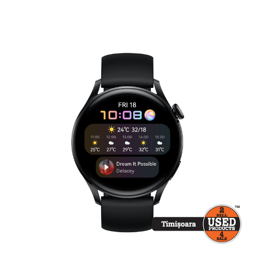 Smartwatch Huawei Watch 3, 46mm, 16 Gb, Display AMOLED HD 1.43 inch, NFC, GPS, Wi-Fi, LTE, GLL-AL04 Black
