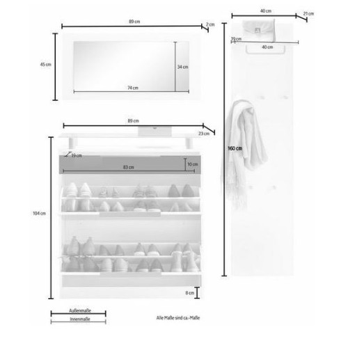 Set Garderoba OTTO 3 Piese Rosu/Alb, Dulap de pantofi vertical (104 CM x 90 CM x 23 CM), Oglinda (45 CM x 89 CM x 2 CM), Cuier (140 CM x 60 CM x 21 CM) - Produs NOU!
