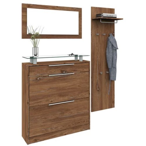 Set Garderoba OTTO 3 Piese Rosu/Alb, Dulap de pantofi vertical (104 CM x 90 CM x 23 CM), Oglinda (45 CM x 89 CM x 2 CM), Cuier (140 CM x 60 CM x 21 CM) - Produs NOU!
