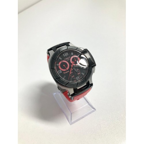 Ceas Barbatesc Tissot T-Race T048417A 45.3 mm, Quartz, Cristal Safir, Curea Cauciuc Rosu, Otel Inoxidabil
