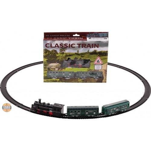 Set de joaca JohnToy Classic Train, Locomotiva cu aburi, 13 Piese