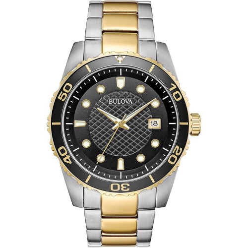 Ceas Barbatesc Bulova C9691834, 44 mm, Quartz, Mineral Cristal, Otel Inoxidabil, WR 100M, Analog, Argintiu/Auriu
