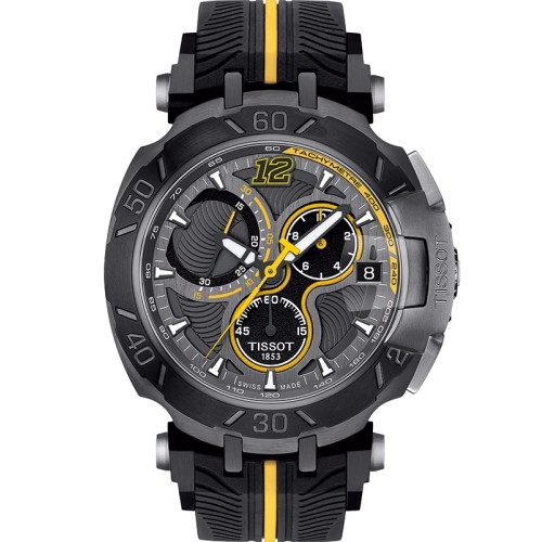 Ceas Tissot T-Race Nicky Hayden 2017 Limited Edition, 47mm, Carcasa otel inoxidabil placat PVD, Curea cauciuc, 10 ATM, Analog