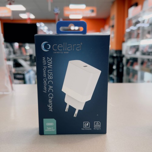 Incarcator Retea Cellara 20W, USB-C, PD Fast Charge, 5V/3A, Alb Incarcator Retea Cellara 20W, USB-C, PD Fast Charge, 5V/3A, Alb
