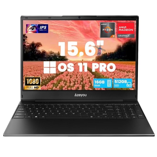 Laptop Azeyou N15, Display IPS 15.6 inch FHD, Procesor AMD Ryzen 3 3200U 3.5GHz, 16 Gb RAM DDR4, SSD 512 Gb, AMD Radeon Vega, USB 3.2, USB-C, HDMI, SDXC Slot, Jack 3.5mm, Black