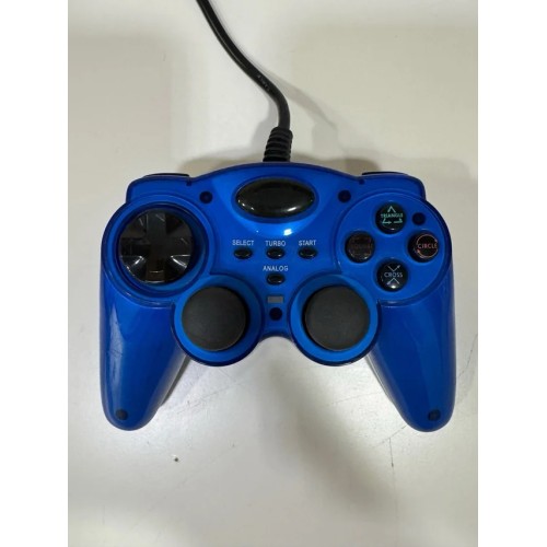 Controller cu Fir Playtools Compatibil PlayStation 2, Albastru
