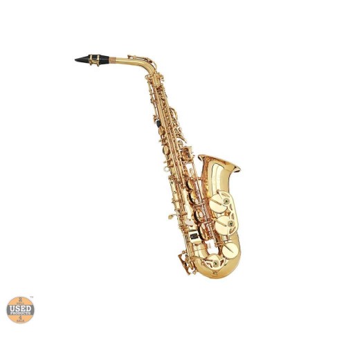 Saxofon Tenor Auriu Karl Glaser, Acordaj Sib Bb, Model curbat, Corp din alama, Palnie 155mm, 3.5 Kg, Geanta transport