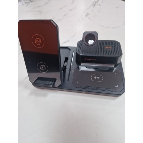 Statie Incarcare Magnetica C18 6in1 ,25W MAX, pentru Telefon, Casti, Ceas, Lumina LED RGB, Difuzor Wireless, Ceas, Alarma
