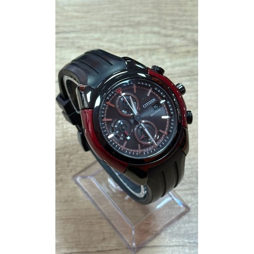 Ceas Barbatesc Citizen Eco Drive B612-S078679 43 mm, Quartz, Cronograph, Otel Inoxidabil, Curea Cauciuc, Negru
