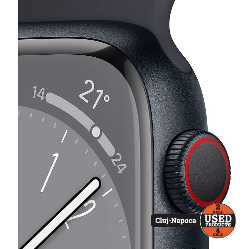Apple Watch Series 8, 45mm, Cellular, Midnight Aluminum Case, Midnight Sport Band, A2775 Apple Watch Series 8, 45mm, Cellular, Midnight Aluminum Case, Midnight Sport Band, A2775