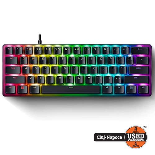 Tastatura gaming mecanica Razer Huntsman Mini, RGB, Purple Switch, QWERTY, Black