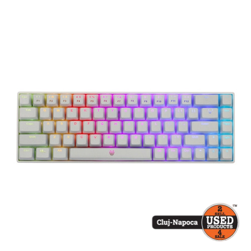 Tastatura gaming mecanica A+ K77W, cu fir, iluminare RGB, White