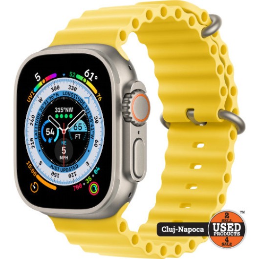 Apple Watch Ultra, 49mm, Titanium Case, Yellow Ocean Band, GPS, Cellular, A2622