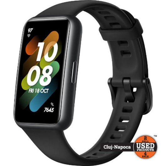 Bratara fitness Huawei Band 7, ultra-subtire, 1.47 inch AMOLED, HR, 5ATM, iOS, Android, Graphite Black