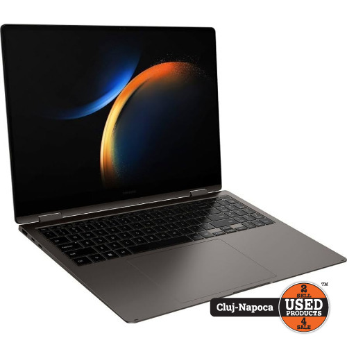 Laptop 2-in-1 Samsung Galaxy Book3 360, Display tactil 15.6 inch FHD Super AMOLED, Intel Core i7-1360P, 16 Gb RAM LPDDR4X, SSD 512 Gb NVMe M.2, Intel Iris Xe Graphics, Webcam 1080p, Senzor Amprenta, S Pen, Wi-Fi 6, Thunderbolt 4, Dolby Atmos, Graphite