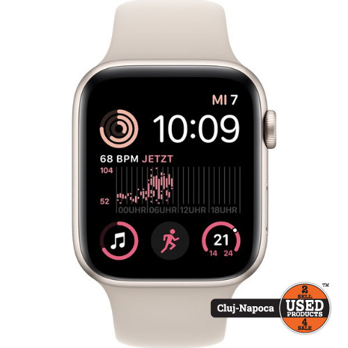 Apple Watch SE (2nd Gen) 44mm, Starlight Aluminium Case, Starlight Sport Band, GPS, A2723
