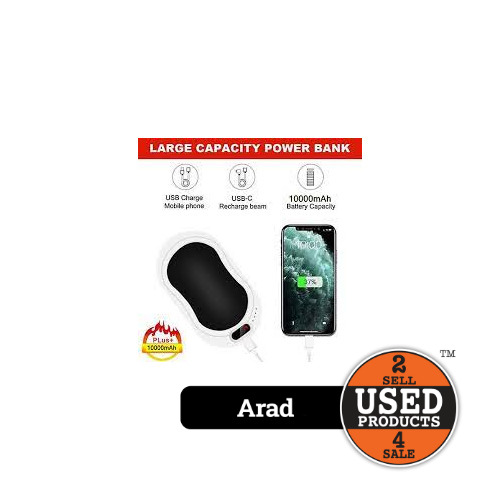 Incalzitor de maini portabil, cu incarcator, FSP013 10000mAh, negru Incalzitor de maini portabil, cu incarcator, FSP013 10000mAh, negru