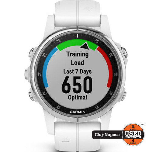 Smartwatch Garmin Fenix 5S Multisport, 42mm, GPS, White, Bratara compatibila