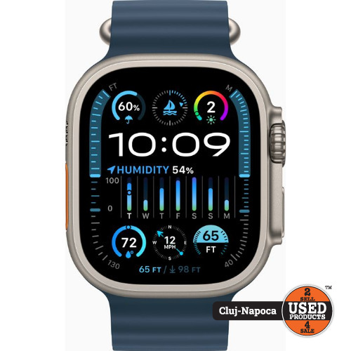Apple Watch Ultra 2, 49mm, Titanium Case, Titanium Blue Ocean Band, GPS, Cellular, A2986