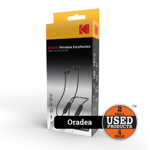 Casti audio wireless KODAK 500+ Ultra Sport Earphones, Microfon, IPX4, multiplatforma Casti audio wireless KODAK 500+ Ultra Sport Earphones, Microfon, IPX4, multiplatforma