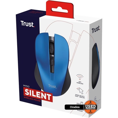 Mouse wireless Trust Mydo Silent Click, 1800 dpi, Ambidextru, Blue