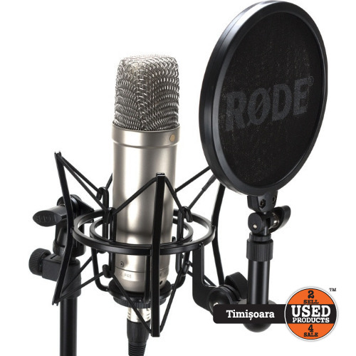 Microfon Rode NT1-A Pentru studio, Condenser, Cu Pop Filter si Soc mount + Stand Millenium MA-2040
