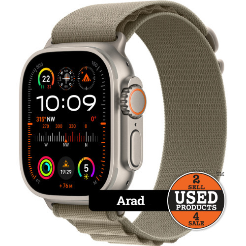 Apple Watch Ultra 2, Gps, Cellular, Carcasa Titanium 49mm, Olive Alpine Loop S,A2968

