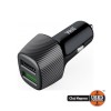 Incarcator auto Well, 30W, USB-A 3A, USB-A 2.4A, Negru