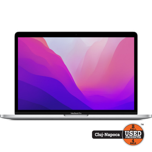Apple MacBook Pro 13 2022, Display Retina 13.3 inch, M2 8-Core CPU, 10-Core GPU, 8 Gb RAM DDR5, SSD 256 Gb, Thunderbolt, Jack 3.5mm, A2338, Silver