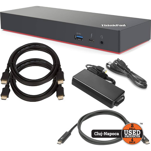 Docking Station Lenovo ThinkPad Thunderbolt 3 Gen 2, 2x Display Port, 2x HDMI, Ethernet, 2x USB-C, 5x USB 3.1, Jack 3.5mm