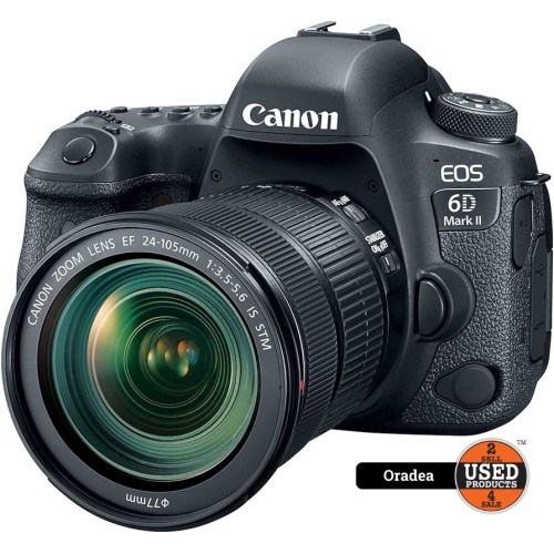 Aparat foto DSLR Canon EOS 6D Mark II, 26.2 Mp, Wi-Fi, Bluetooth + Obiectiv Canon EF-S 24-105mm, 1:3.5-5.6 IS STM, Macro, Stabilizare
