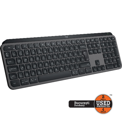 Tastatura wireless Logitech MX Keys S, Iluminare, 2.4GHz, Bluetooth, USB-C, US INTL layout, Graphite
