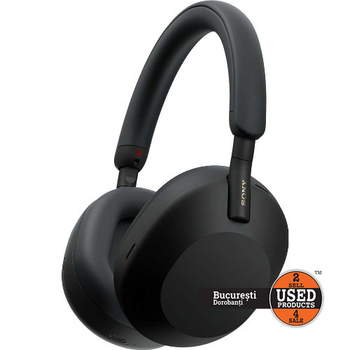 Casti SONY WH-1000XM5, Bluetooth, Over-ear, Microfon, Noise Cancelling, negru
