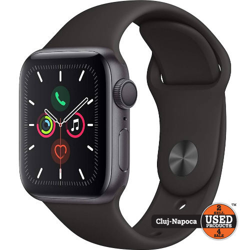 Apple Watch Series 5 40mm, Space Gray Aluminium Case, Black Sport Band, GPS, A2092 Apple Watch Series 5 40mm, Space Gray Aluminium Case, Black Sport Band, GPS, A2092