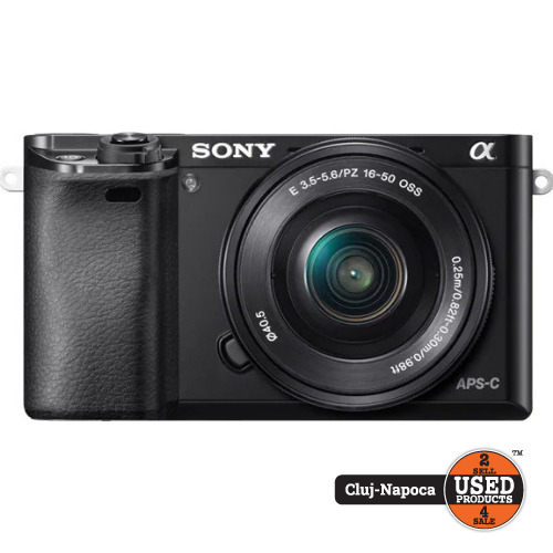 Aparat foto Mirrorless Sony Alpha A6000, 24.3Mp, Display 3 inch, Negru + Obiectiv E 3.5-5.6/PZ 16-50mm OSS