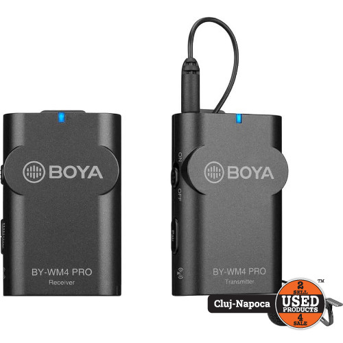 Microfon lavaliera wireless Boya BY-WM4 Pro TX, Distanta Max 15m, Compatibil cu DSLR-uri si smartphone-uri