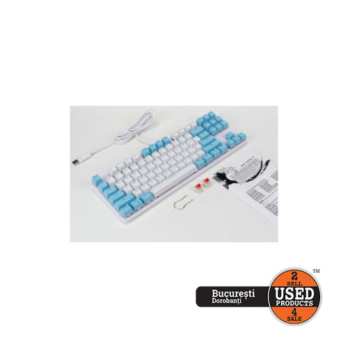 Tastatura Gaming QwertyKey K400 White Ocean RGB Mecanica ​Red Switch