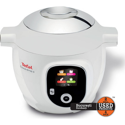 Aparatul De Gătit Multifuncțional Tefal Cook4Me+ CY851130, 6l, 1600W, 6 Programe, Aplicatie 150 retete, Alb + Accesoriu Pentru Prajit 4 Programe Tefal Cook4Me Extra Crisp Lid EY150830 , Temperatura Ajustabila, Negru
