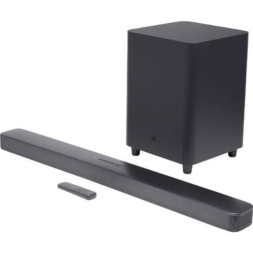 Soundbar JBL Bar 5.1 Surround, 550W, Subwoofer wireless, MultiBeam technology, Dolby Digital, HDMI 4K Pass-through, Chromecast and Airplay 2 built-in, Telecomanda