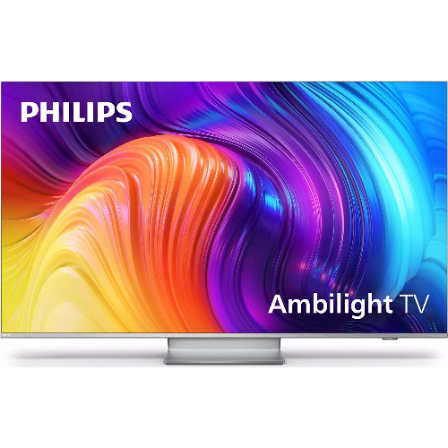 Televizor LED Philips Ambilight The One 65PUS8807, 164cm, 4K UHD, 100Hz, Smart Android, Telecomanda, Clasa G, Argintiu