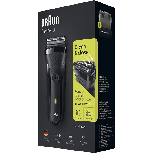 Aparat de ras electric Braun Series 3 300S, saculet de calatorie, Negru ( Produs Nou! )
