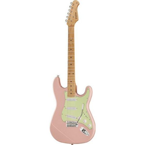 Chitara Electrica Harley Benton ST-62CC MN Shell Pink, Arțar, 22 Freturi, 1 Control volum, 2 Controale ton, Hardware de lux cromat, 3 doze single coil Roswell STA Alnico-5 Vintage ST-Style, Roz
