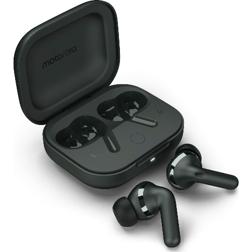 Casti audio In-Ear Motorola Moto Buds+, Sound by BOSE, True wireless, Bluetooth, Incarcare Wireless, Forest Grey