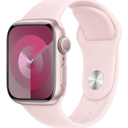 Apple Watch Series 9, 41mm, Pink Aluminium Case, Light Pink Sport Band, GPS, A2978
