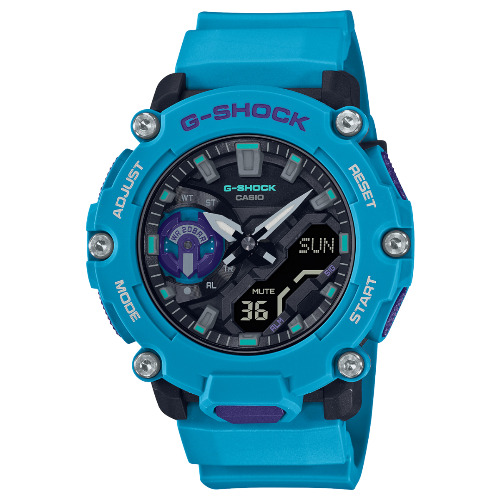 Ceas barbatesc Casio G-Shock Classic GA-2200-2AER, 47mm, Quart, Carbon Core, Analog/Digital, 20ATM, Turquoise