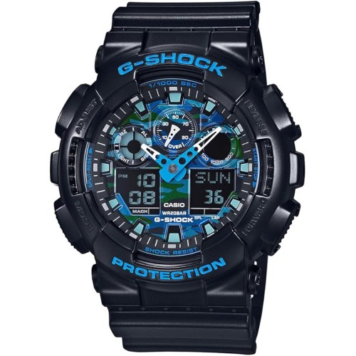 Ceas Barbatesc G-Shock GA-100CB, Quartz, 51 mm, Albastru
