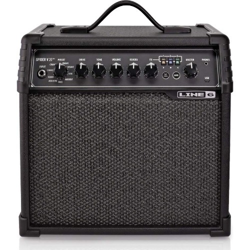 Amplificator Pentru Chitara Electrica Spider V 20 MkII Line 6, 20 W, Preset, Drive, Ton, FX, Master, Volum, Reverb, Tap/Tuner, 240V, Negru
