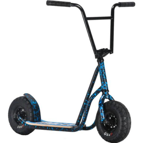 Trotinetă Cu Roți Mari Rocker Rolla, 10 inch, Oțel Chromoly, Înălțimea totală 84.5cm, Lățime Ghidon 7.10cm, Înălțime Ghidon 3.05cm, Backsweep, Frână Flex Fender, Negru/Albastru
