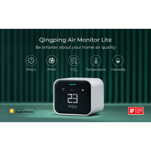 Senzor de monitorizare a clitatii aerului interior Quingping Air Monitor Lite, compatibil cu Apple Homekit ,Wi-Fi, detectează CO2, Pm2.5, Pm10, temperatura
